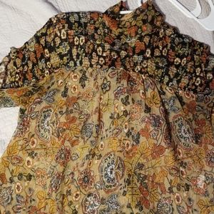 Open back sheer blouse with tie at neck